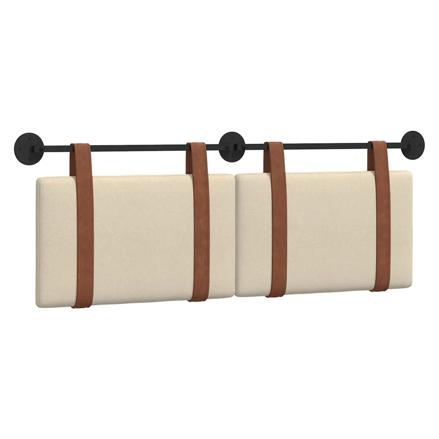 Tête de lit suspendue Uni Crème 130 x 55 x 5 cm PU antique - 2