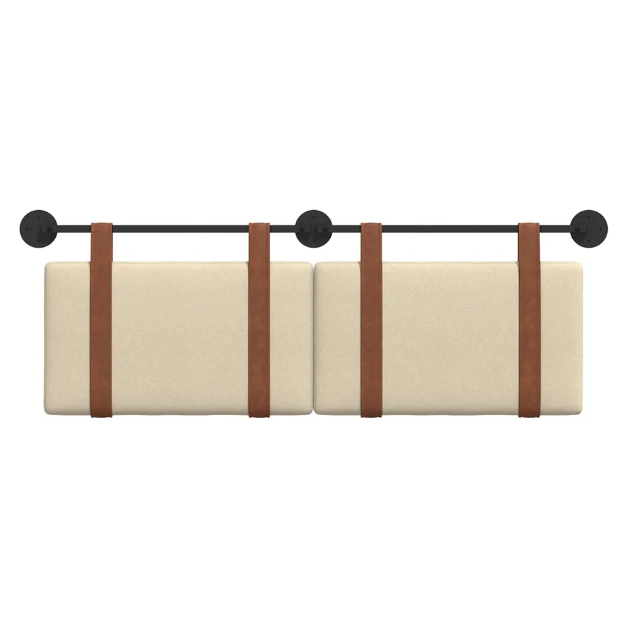 Tête de lit suspendue Uni Crème 130 x 55 x 5 cm PU antique - 5