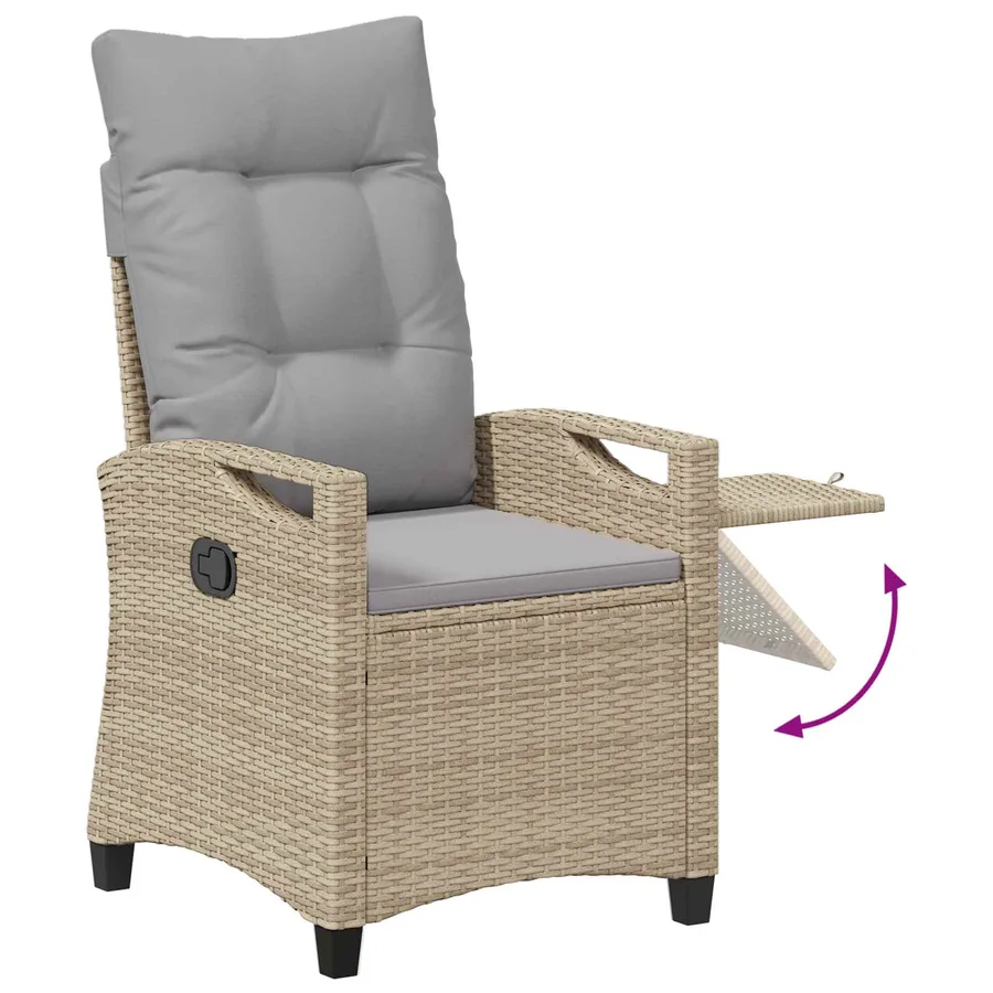 Chaise de jardin inclinable Beige et Gris clair polyrotin - 10