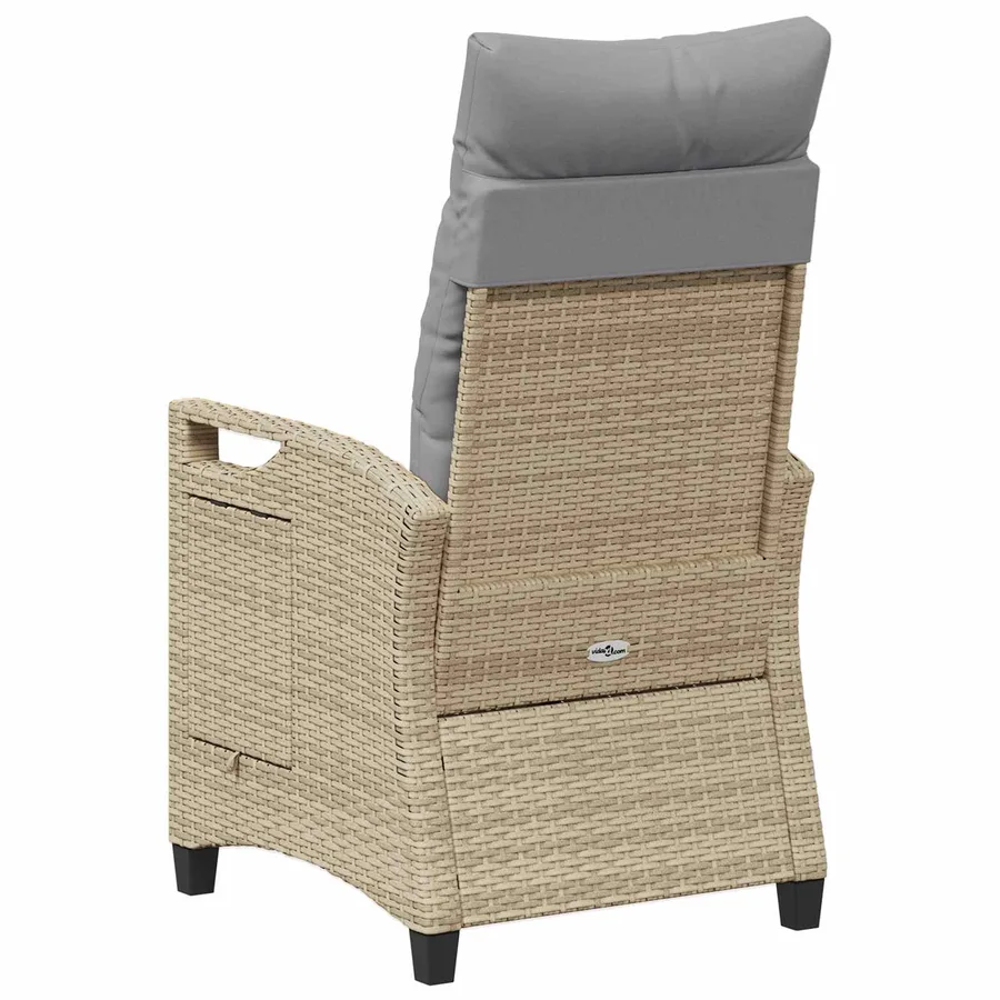 Chaise de jardin inclinable Beige et Gris clair polyrotin - 7