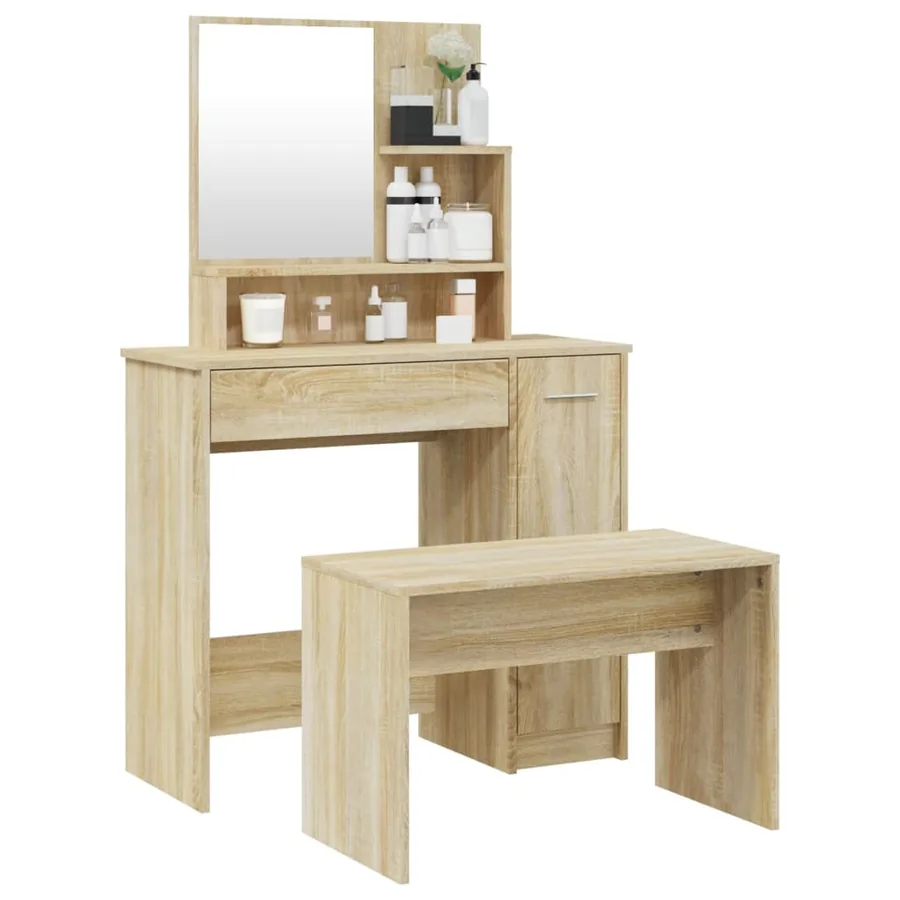 Ensemble de coiffeuse Chêne Sonoma 86,5x35x136 cm - 3