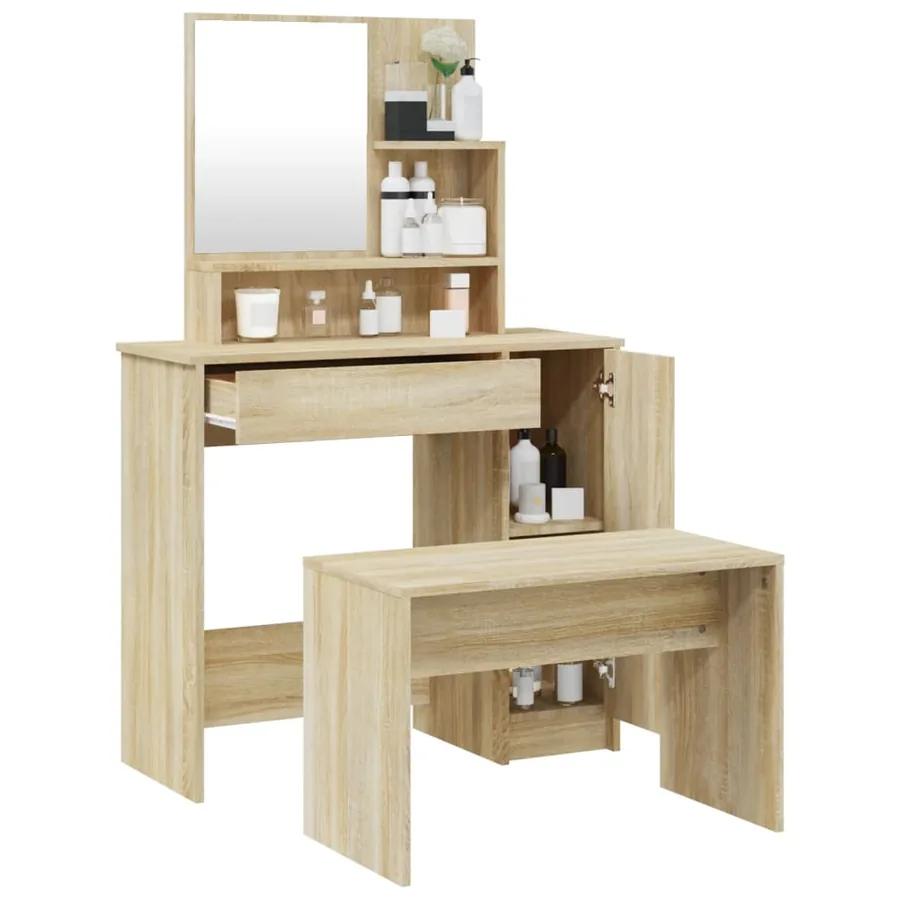 Ensemble de coiffeuse Chêne Sonoma 86,5x35x136 cm - 4