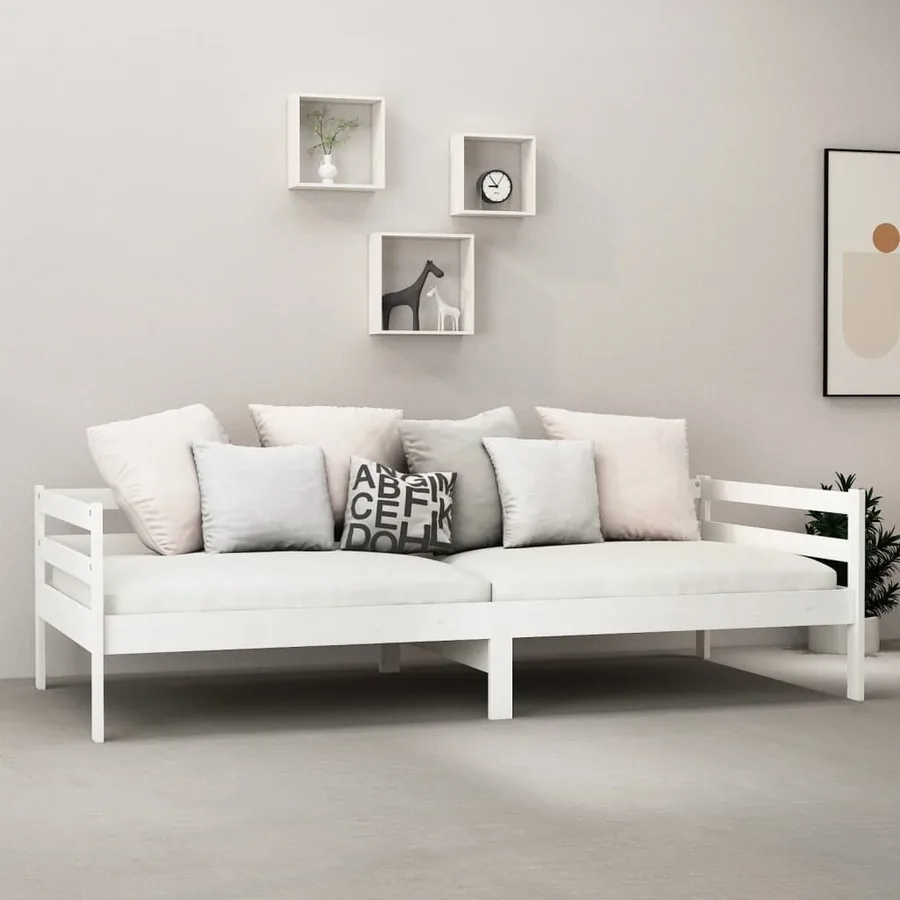 Lit de jour sans matelas blanc bois de pin massif 90x200 cm - 3