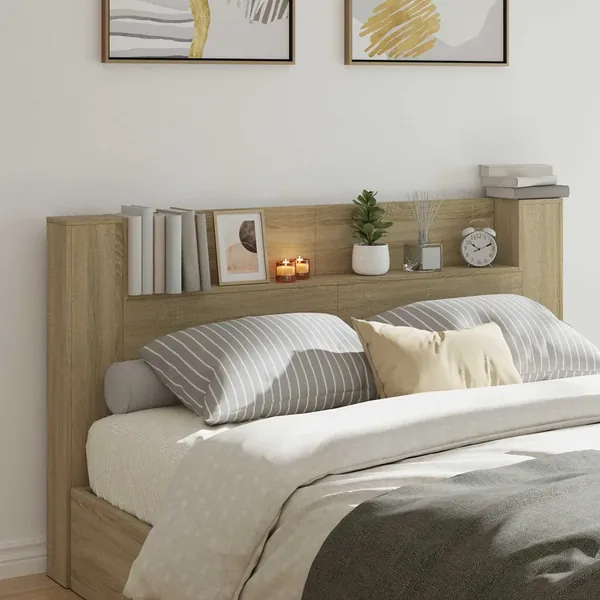 Cabinet de Tête de Lit avec LED Sonoma 180 x 16,5 x 103,5 cm