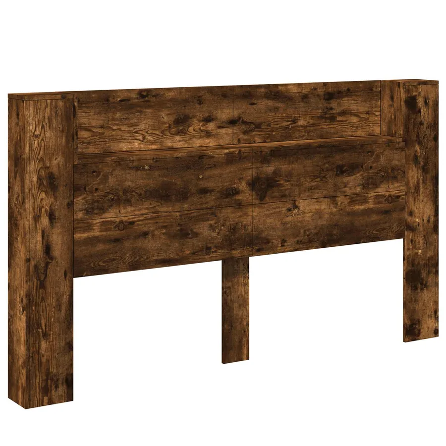 Cabinet de Tête de Lit avec LED Chêne Fumé Bois d'ingénierie - 2