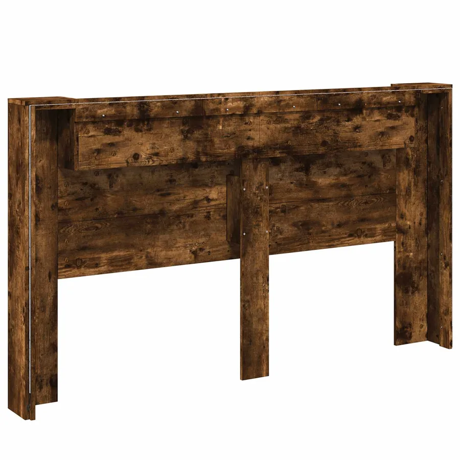 Cabinet de Tête de Lit avec LED Chêne Fumé Bois d'ingénierie - 7