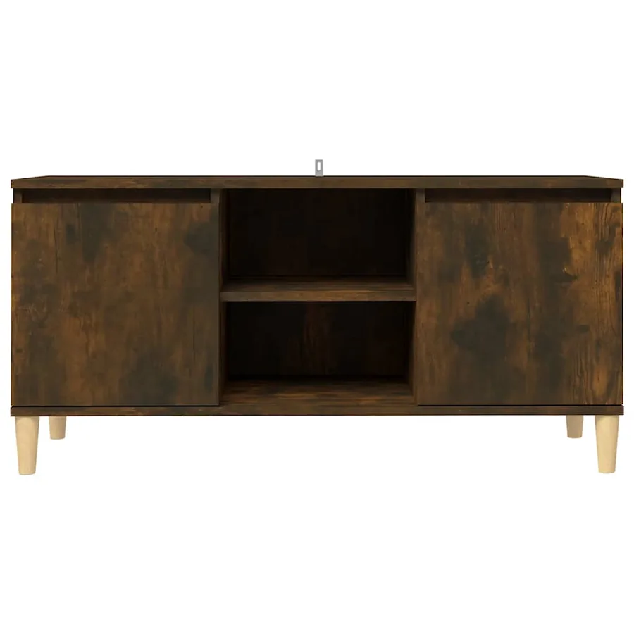 Meuble TV avec pieds en bois solide Chêne fumé 103,5x35x50 cm - 3