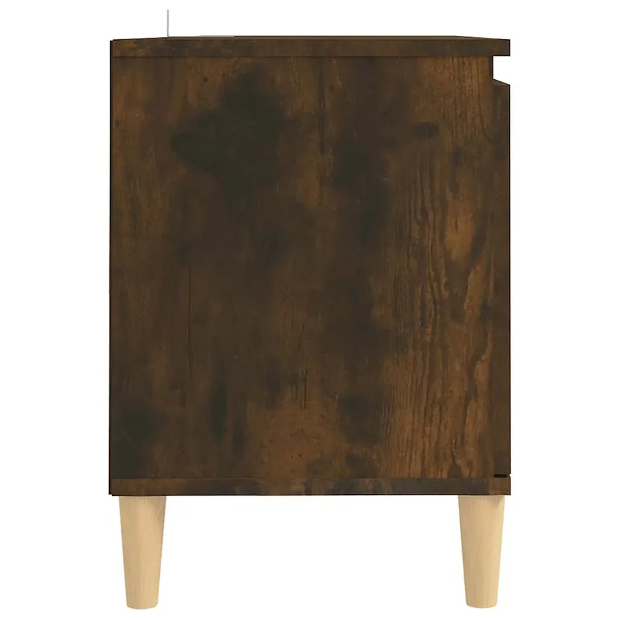 Meuble TV avec pieds en bois solide Chêne fumé 103,5x35x50 cm - 5
