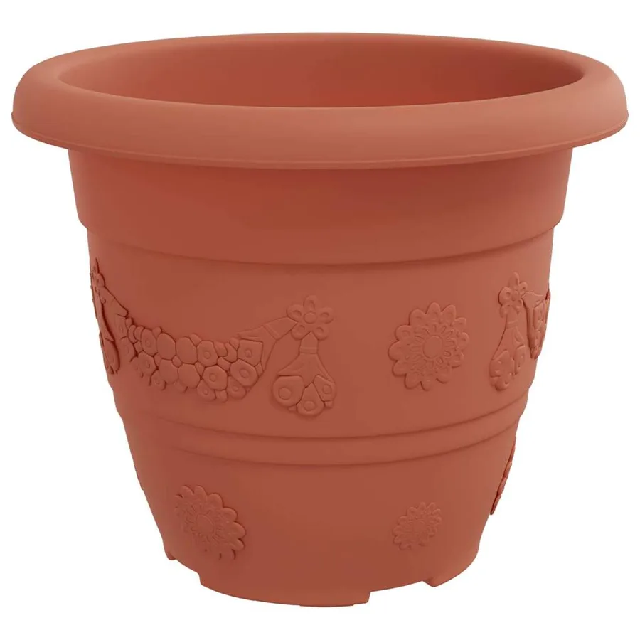 Pot à fleurs rond 24 pcs Rouge brique Ø 22 x 18 cm Plastique - 5