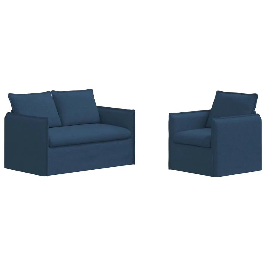 Ensemble de Canapés 2 pcs Bleu 136 x 82 x 85 cm Tissu - 2