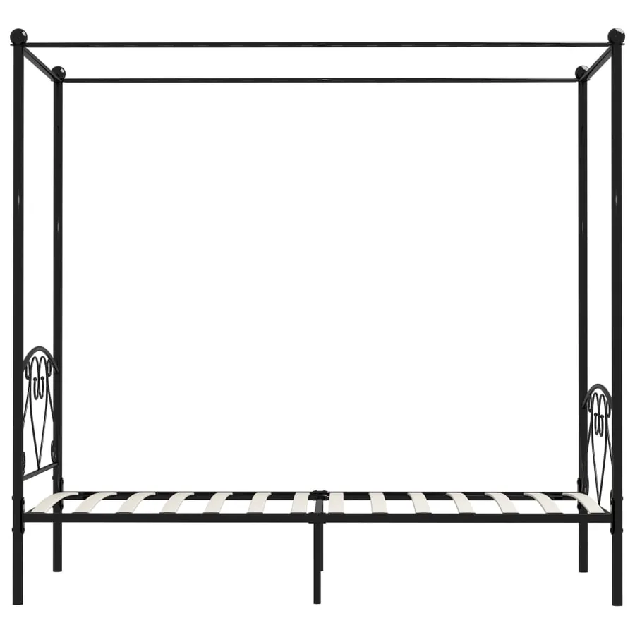 Cadre de lit à baldaquin sans matelas noir métal 100x200 cm - 4