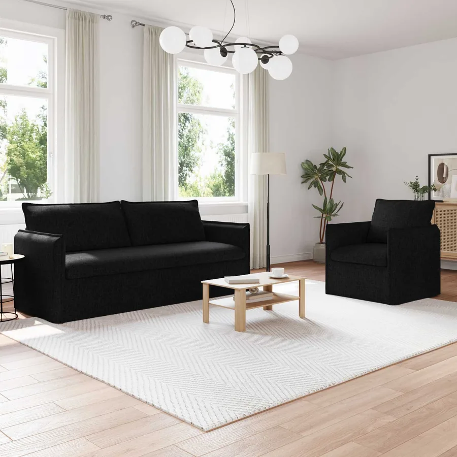 Ensemble de Canapés 2 pcs Noir 196 x 82 x 85 cm Tissu