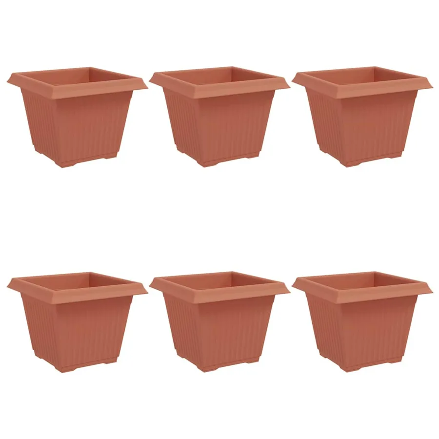 Pot de Fleurs Carré 6 pcs Rouge brique 28,5 x 28,5 x 22 cm - 2