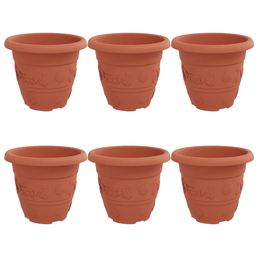 Pot à fleurs rond 6 pcs Rouge brique Ø 26 x 21,5 cm Plastique - 2