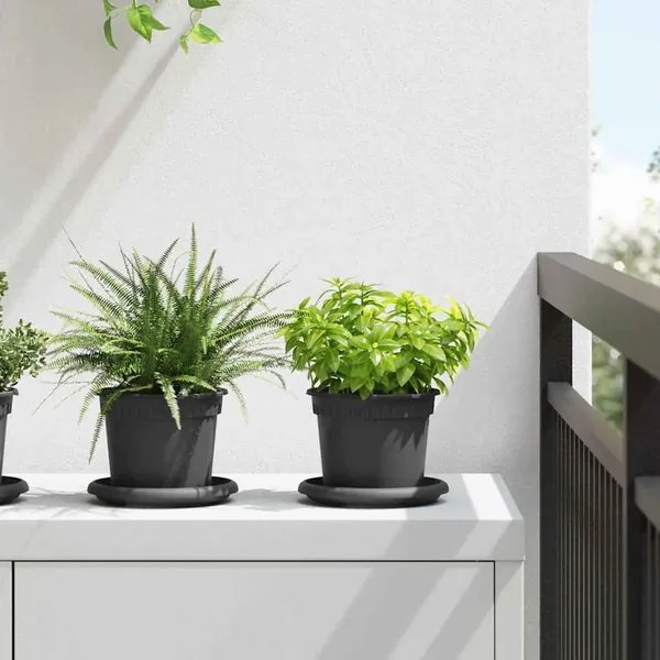 Pot à fleurs rond 24 pcs Noir Ø 12,5 x 10 cm Plastique