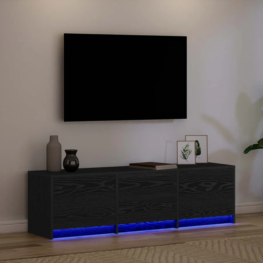 Meuble TV Chêne noir 140 x 34 x 40 cm Bois d'ingénierie - 5