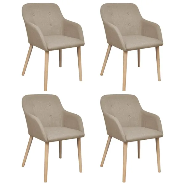Chaises à manger lot de 4 beige tissu et chêne massif