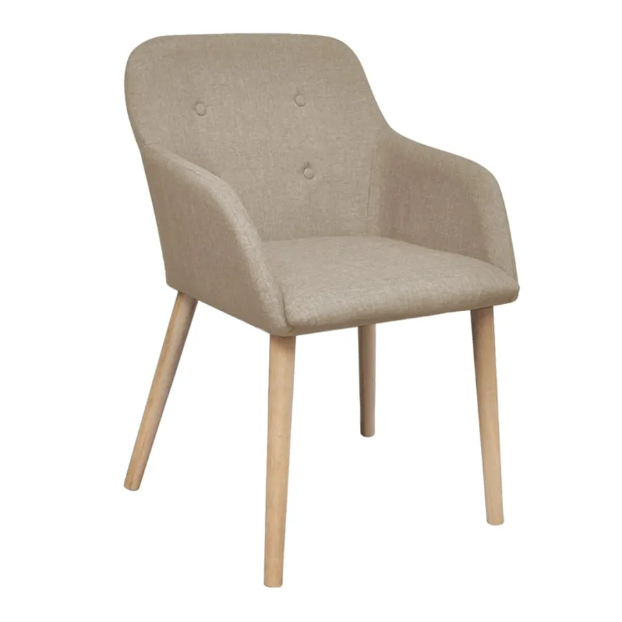 Chaises à manger lot de 4 beige tissu et chêne massif - 2