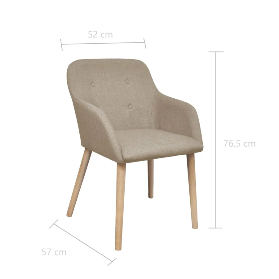 Chaises à manger lot de 4 beige tissu et chêne massif - 6