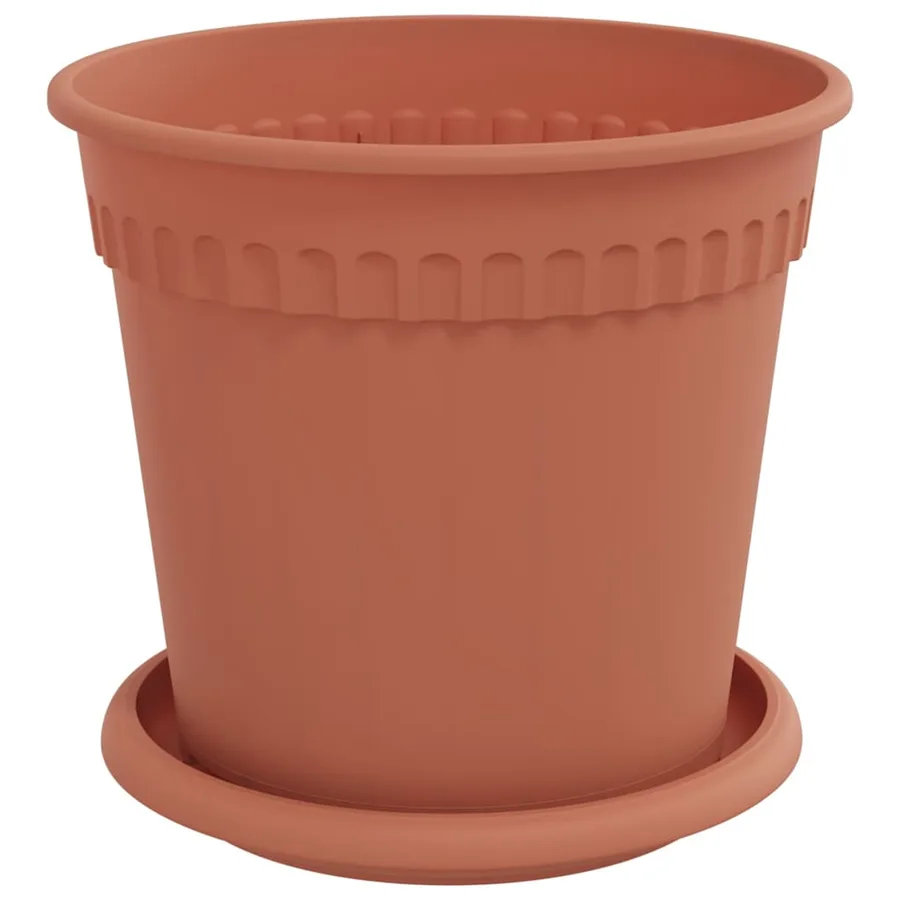 Pots de plantes 6 pcs Rouge brique Ø 17 x 14 cm Plastique - 5
