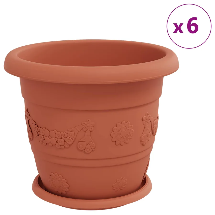 Pots de plantes 24 pcs Rouge brique Ø 30 x 25 cm Plastique - 4
