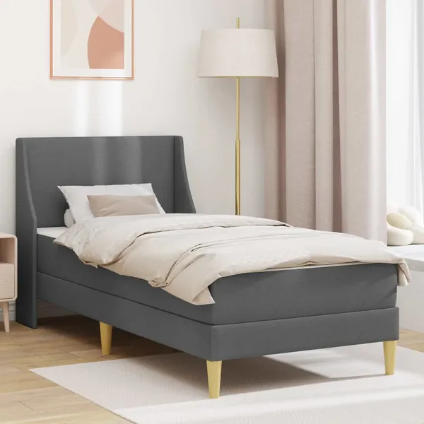 Cadre de lit avec matelas Gris foncé 90 x 200 cm Polyester