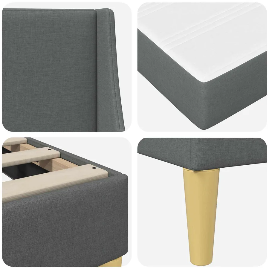 Cadre de lit avec matelas Gris foncé 100 x 200 cm Polyester - 9