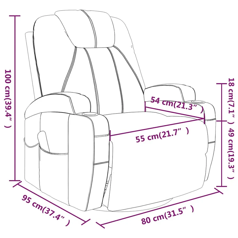 Fauteuil à bascule de massage Marron Similicuir - 14