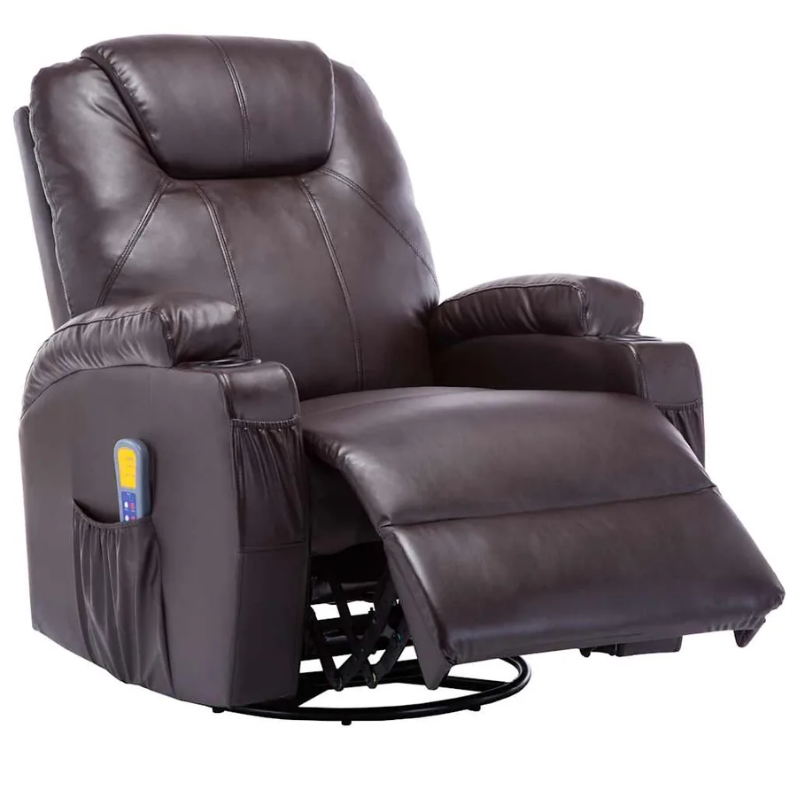 Fauteuil à bascule de massage Marron Similicuir - 4
