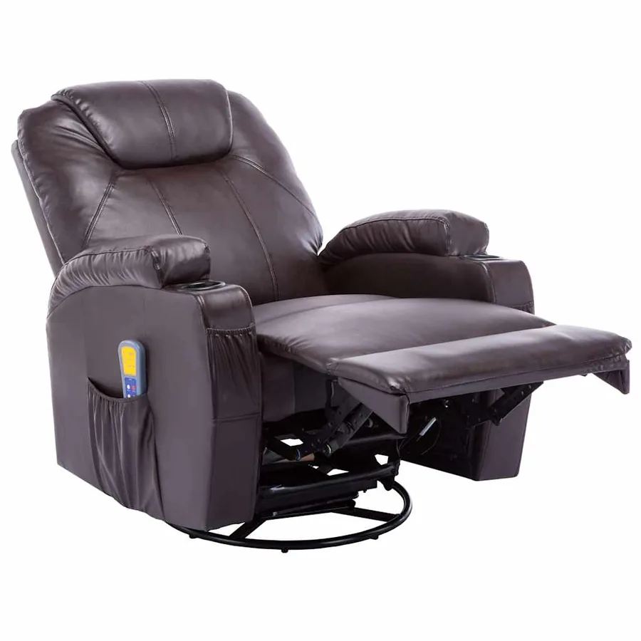 Fauteuil à bascule de massage Marron Similicuir - 5