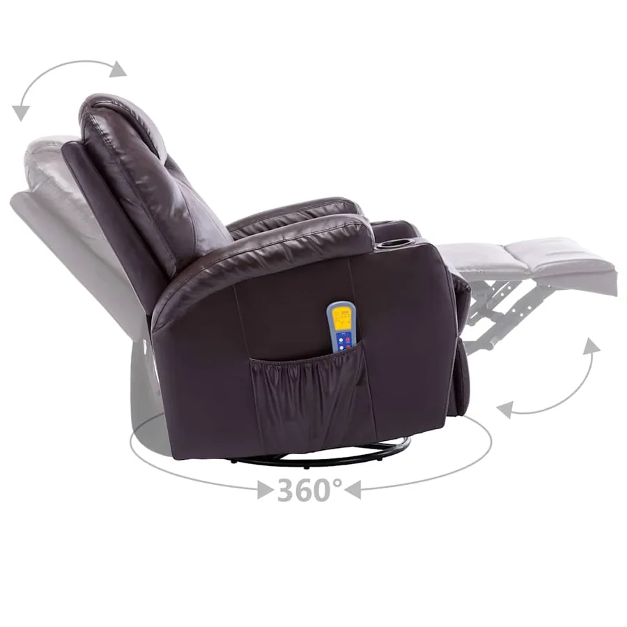 Fauteuil à bascule de massage Marron Similicuir - 7