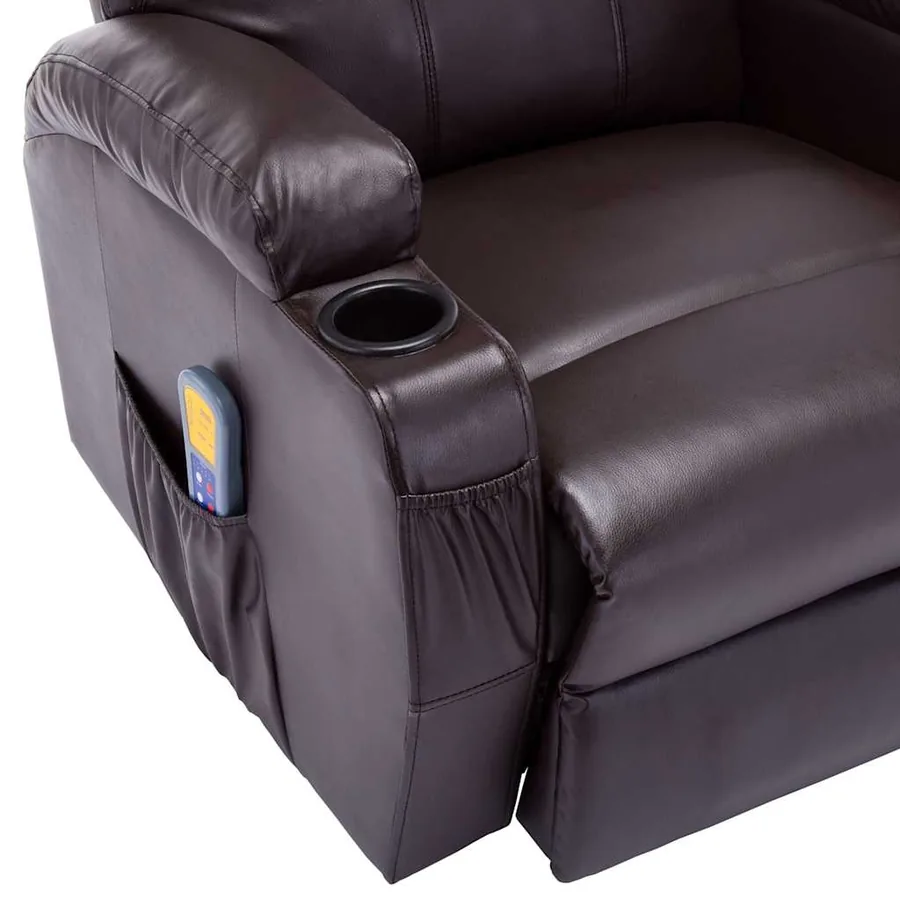 Fauteuil à bascule de massage Marron Similicuir - 9