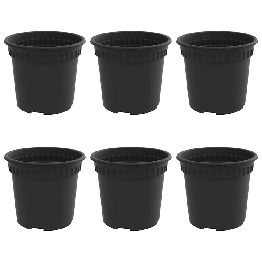 Pot à fleurs rond 6 pcs Noir Ø 15 x 12 cm Plastique - 2