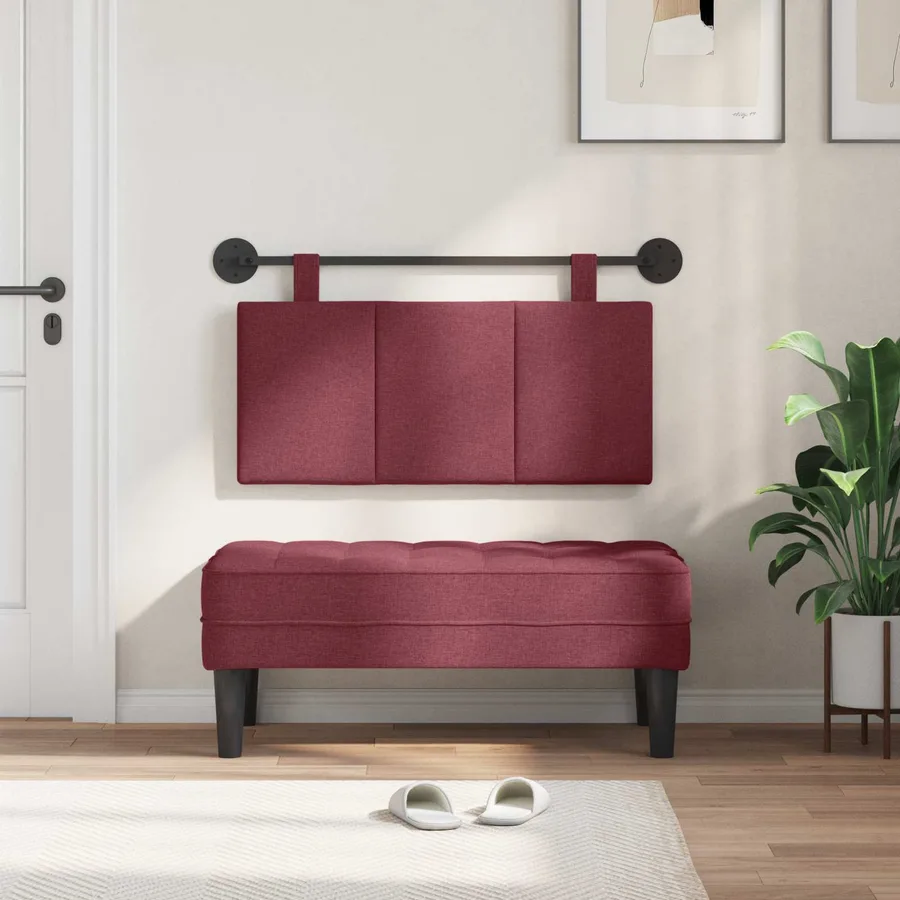 Tête de lit suspendue Bordeaux Tissu - 3