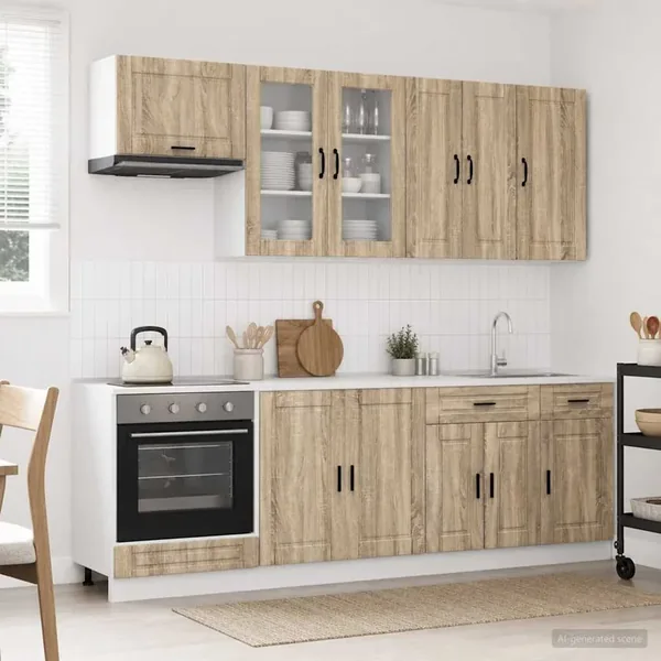 Unité de cuisine PORTO 8 pcs Chêne Sonoma Bois d'ingénierie