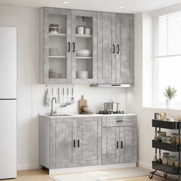 Unité de cuisine PORTO 4 pcs Gris béton Bois d'ingénierie