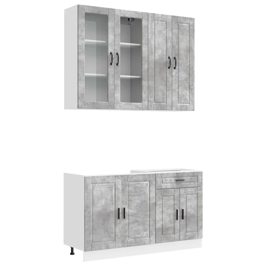 Unité de cuisine PORTO 4 pcs Gris béton Bois d'ingénierie - 2