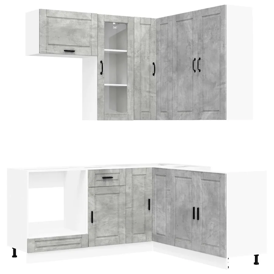 Unité de cuisine PORTO 8 pcs Gris béton Bois d'ingénierie - 2