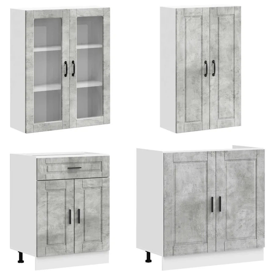 Unité de cuisine PORTO 8 pcs Gris béton Bois d'ingénierie - 3