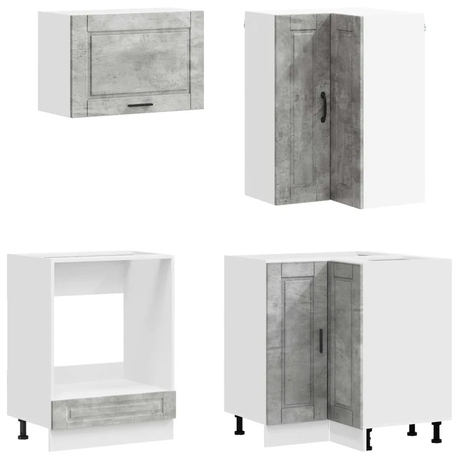 Unité de cuisine PORTO 8 pcs Gris béton Bois d'ingénierie - 4