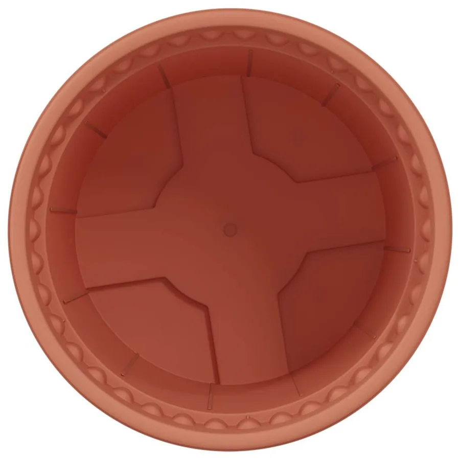 Pot à fleurs rond 6 pcs Rouge brique Ø 12,5 x 10 cm Plastique - 6