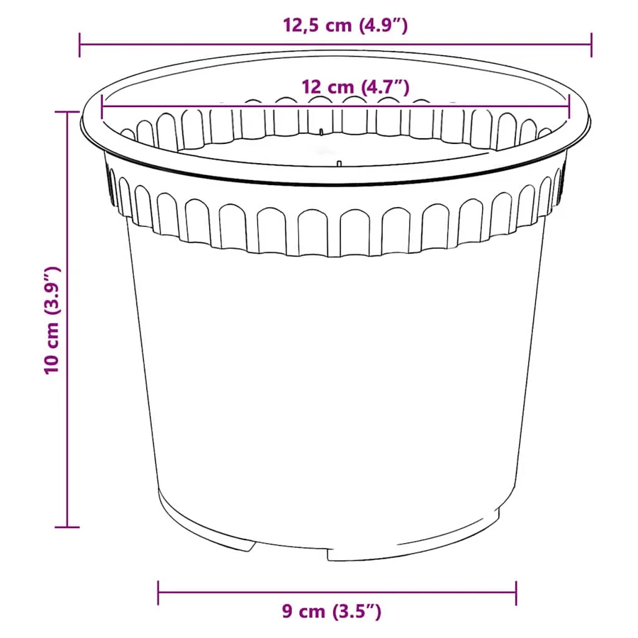 Pot à fleurs rond 6 pcs Rouge brique Ø 12,5 x 10 cm Plastique - 9