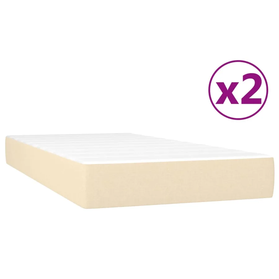 Sommier à lattes de lit avec matelas Crème 200x200 cm Tissu - 4