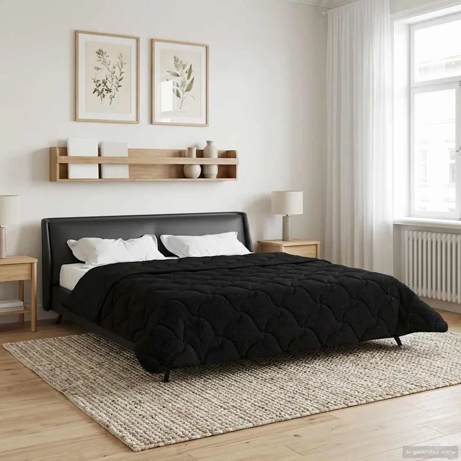Duvet d'été simple Matelassé Noir 240 x 260 cm - 4