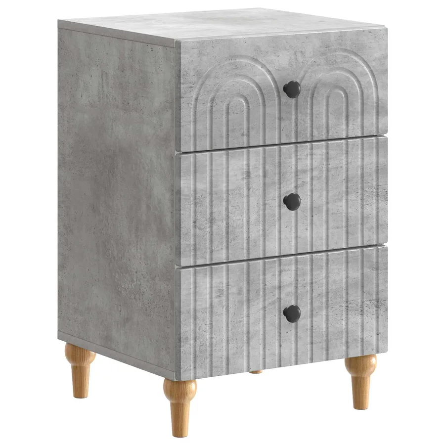 Cabinet de chevet avec tiroir Gris béton 43 x 41 x 66,5 cm - 2