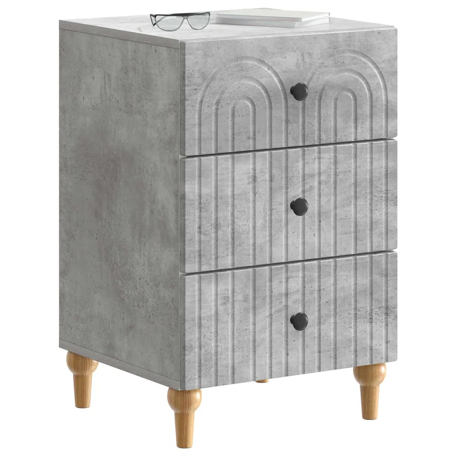 Cabinet de chevet avec tiroir Gris béton 43 x 41 x 66,5 cm - 3