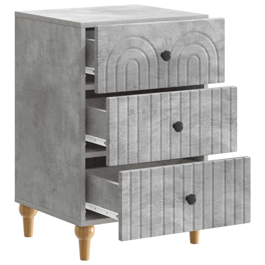 Cabinet de chevet avec tiroir Gris béton 43 x 41 x 66,5 cm - 4