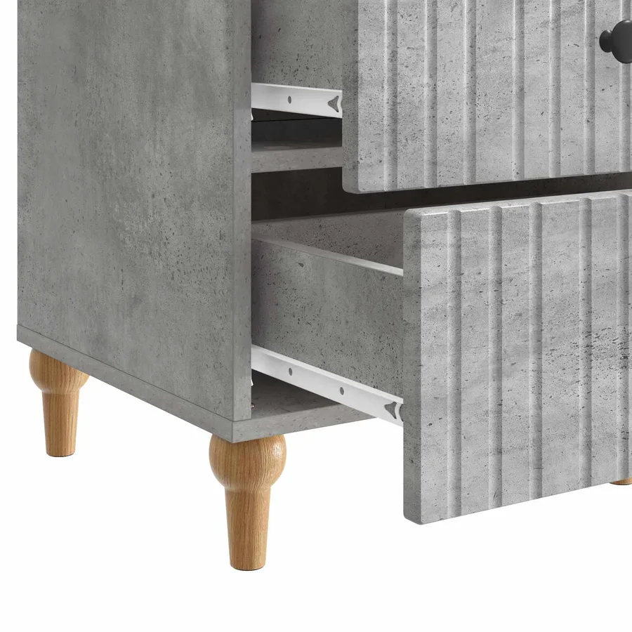 Cabinet de chevet avec tiroir Gris béton 43 x 41 x 66,5 cm - 9