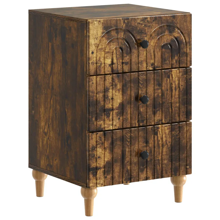 Cabinet de chevet avec tiroir Chêne fumé 43 x 41 x 66,5 cm - 2