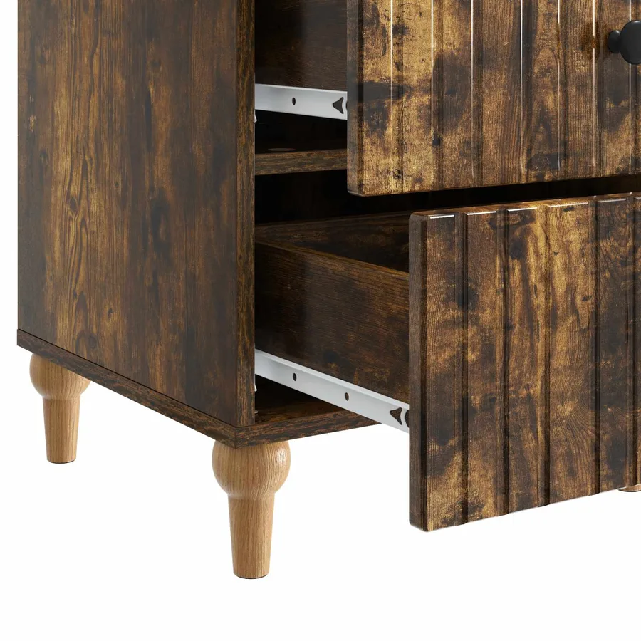 Cabinet de chevet avec tiroir Chêne fumé 43 x 41 x 66,5 cm - 9